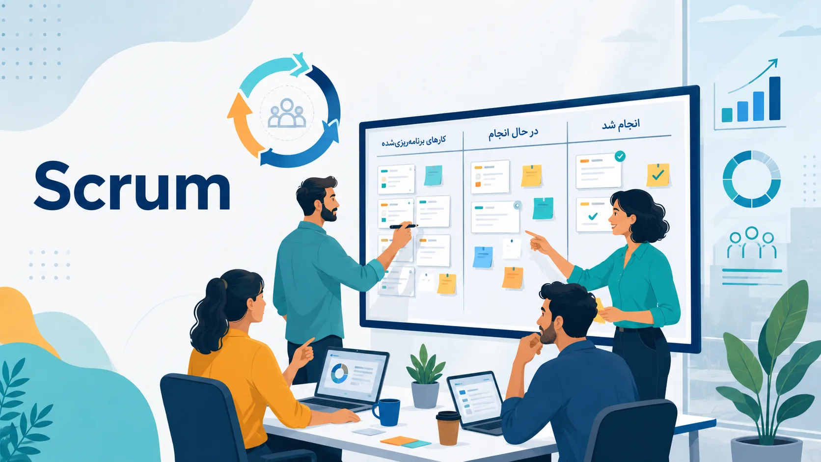 چگونه اسکرام در مدیریت به تیم‌ها کمک می‌کند؟ راهنمای کاربردی Scrum برای مدیران